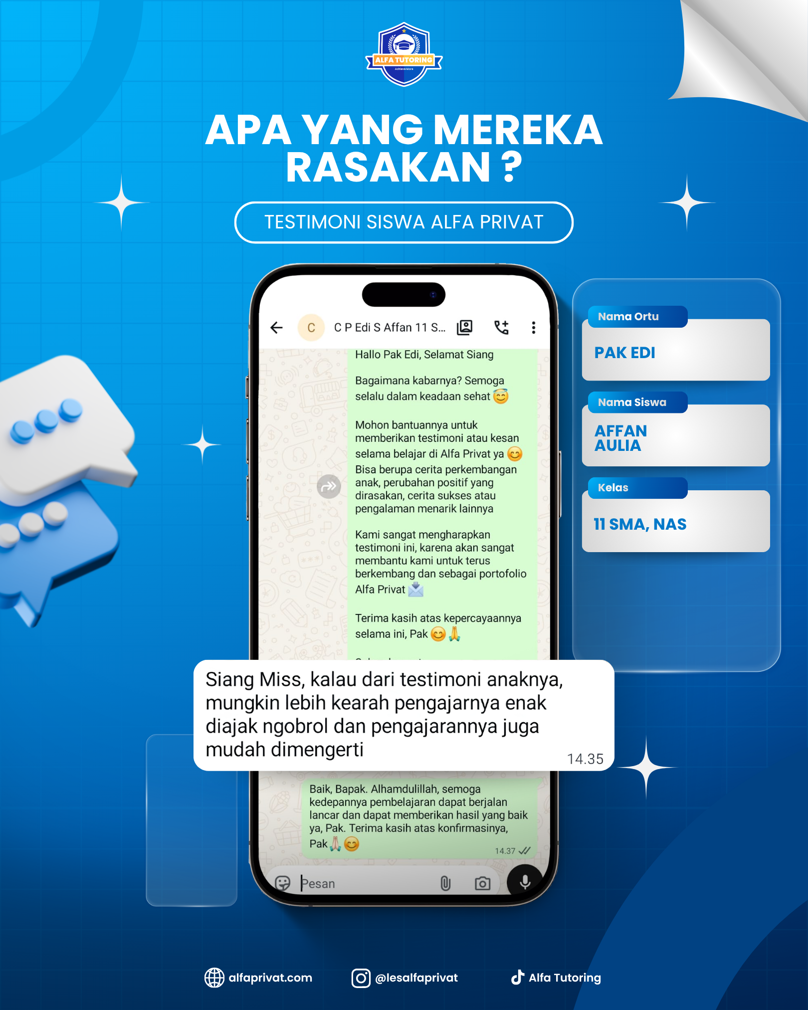 Testimoni Orang Tua Siswa Pak Edi